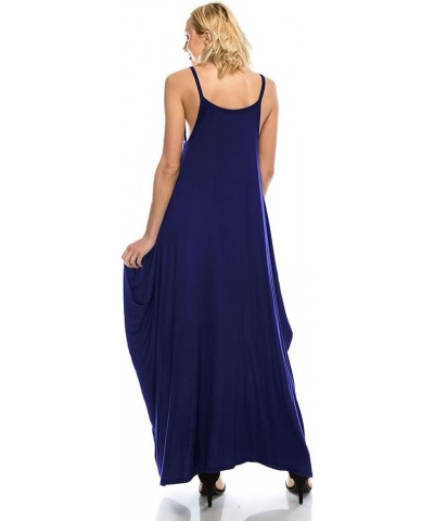 Womens Strap Maxi Long Dresses Casual with Pockets(Size:S-5X) Navy $17.59 Dresses