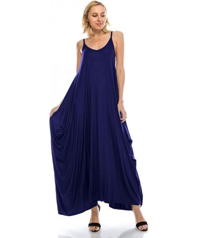 Womens Strap Maxi Long Dresses Casual with Pockets(Size:S-5X) Navy $17.59 Dresses