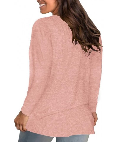 Women Plus-Size Tops Long Sleeve Shirts Sweetheart Neck Casual Tunics 05_pink $9.17 Tops