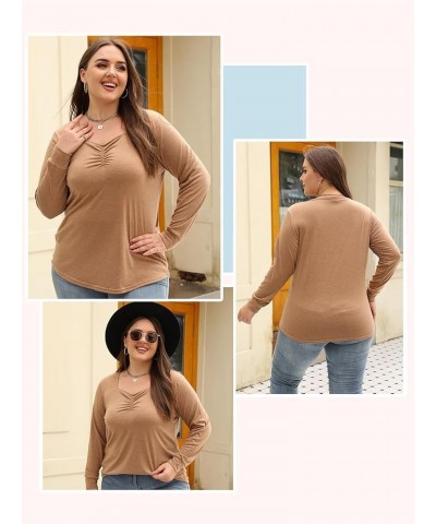 Women Plus-Size Tops Long Sleeve Shirts Sweetheart Neck Casual Tunics 05_pink $9.17 Tops