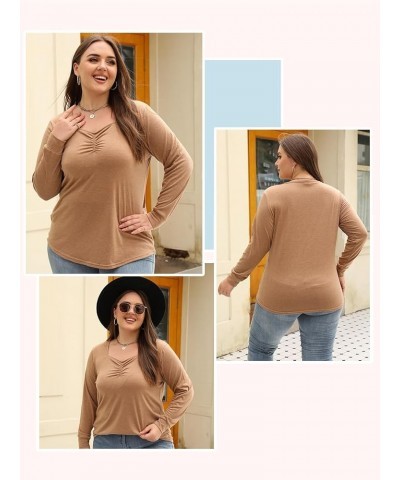 Women Plus-Size Tops Long Sleeve Shirts Sweetheart Neck Casual Tunics 05_pink $9.17 Tops