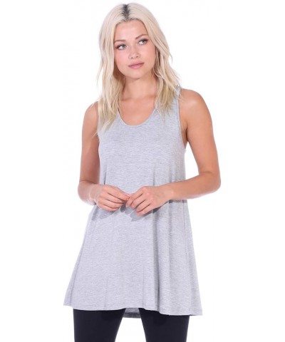 Womens Casual Sleeveless Summer Tunic Tank Top for Leggings Made In USA Hgray-2 $12.42 Tops