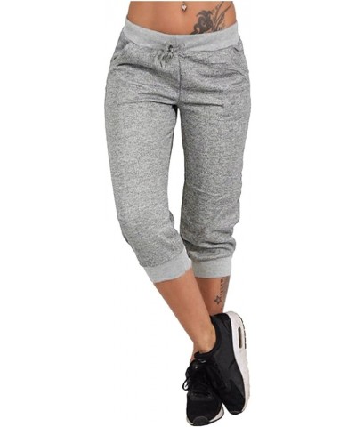 Cargo Pants for Women High Waisted Cropped Sweatpants Casual Lightweight Joggers Wide Leg Trousers with Pockets B01-gray $7.0...