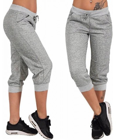 Cargo Pants for Women High Waisted Cropped Sweatpants Casual Lightweight Joggers Wide Leg Trousers with Pockets B01-gray $7.0...