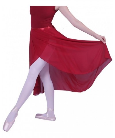 Adult Ladies Sheer Wrap Skirt Ballet Skirt Women Dance Over Scarf Long Skirt 80cm Length Dark Red $15.59 Skirts