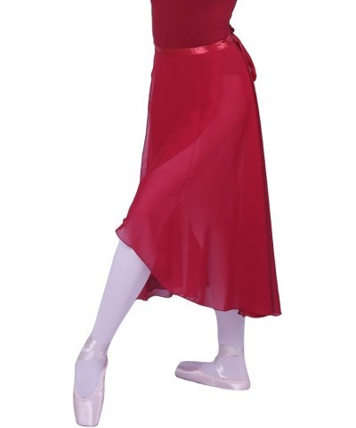 Adult Ladies Sheer Wrap Skirt Ballet Skirt Women Dance Over Scarf Long Skirt 80cm Length Dark Red $15.59 Skirts