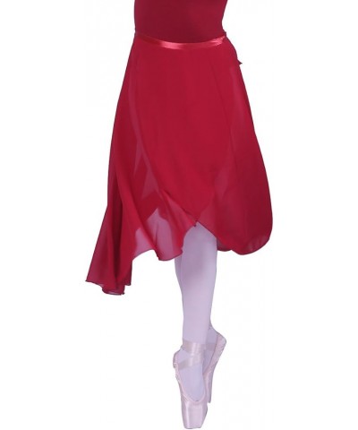 Adult Ladies Sheer Wrap Skirt Ballet Skirt Women Dance Over Scarf Long Skirt 80cm Length Dark Red $15.59 Skirts