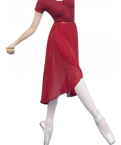 Adult Ladies Sheer Wrap Skirt Ballet Skirt Women Dance Over Scarf Long Skirt 80cm Length Dark Red $15.59 Skirts