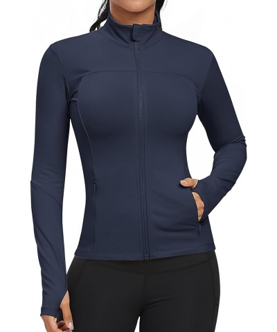 Workout Jackets for Women, Full Zip Slim Fit Lightweight Athletic Running Sports Track Jacket with Pockets 1-navy $21.60 Jackets