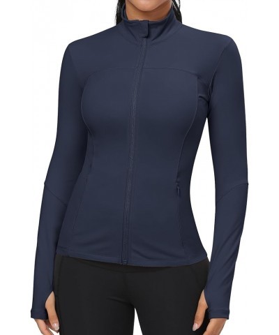 Workout Jackets for Women, Full Zip Slim Fit Lightweight Athletic Running Sports Track Jacket with Pockets 1-navy $21.60 Jackets