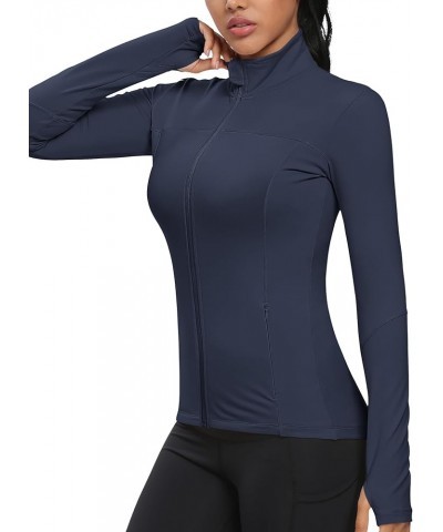 Workout Jackets for Women, Full Zip Slim Fit Lightweight Athletic Running Sports Track Jacket with Pockets 1-navy $21.60 Jackets