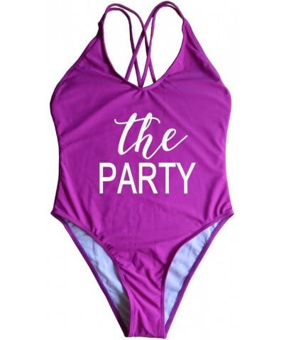 Wife of The Party Swimsuit Bridal Wifey Bride Swimming Costume Monokini Swim 90S 80S Strappy Back Personalised Theparty-pl-wh...