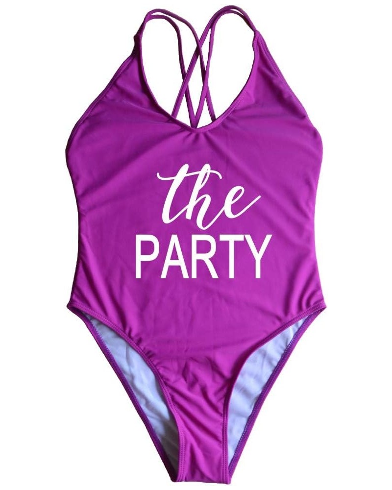 Wife of The Party Swimsuit Bridal Wifey Bride Swimming Costume Monokini Swim 90S 80S Strappy Back Personalised Theparty-pl-wh...