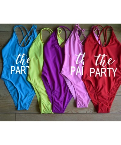 Wife of The Party Swimsuit Bridal Wifey Bride Swimming Costume Monokini Swim 90S 80S Strappy Back Personalised Theparty-pl-wh...