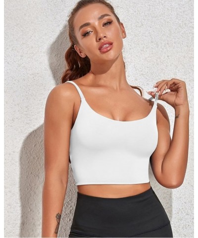 Longline Sports Bra for Women Sexy Open Back Workout Crop Tops Strappy Yoga Tank Top with Built in Bra White Sports Bras $12....