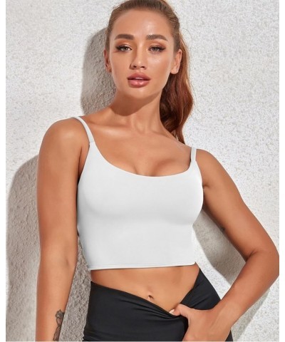 Longline Sports Bra for Women Sexy Open Back Workout Crop Tops Strappy Yoga Tank Top with Built in Bra White Sports Bras $12....