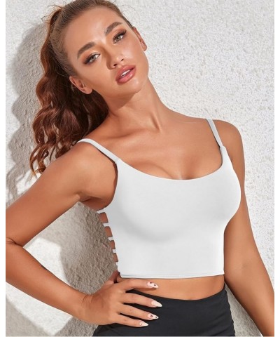 Longline Sports Bra for Women Sexy Open Back Workout Crop Tops Strappy Yoga Tank Top with Built in Bra White Sports Bras $12....