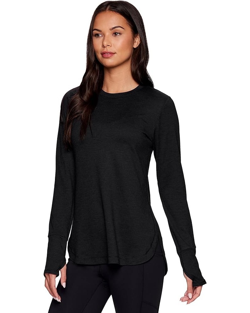 Active Women's Fashion Athletic Yoga Long Sleeve Super Soft T-Shirt F22 Black Heather $11.37 Activewear