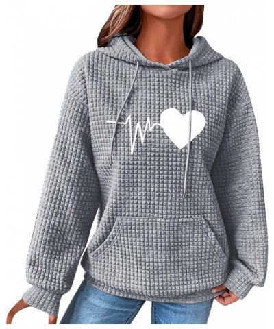 Loose Fit Hoodies For Women 2023 Fall Fashion Sweatshirt Tops Casual Long Sleeve Hooded Blouse Heart Print Pullover 05-gray $...