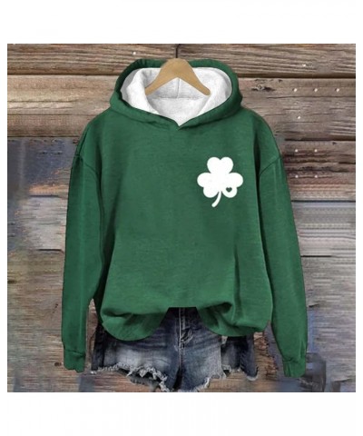 St. Patrick's Day Sweatshirt for Women Long Sleeve American Flag Hoodie Irish Clover Shamrock Shirt Pullover Tops Armygreen 1...