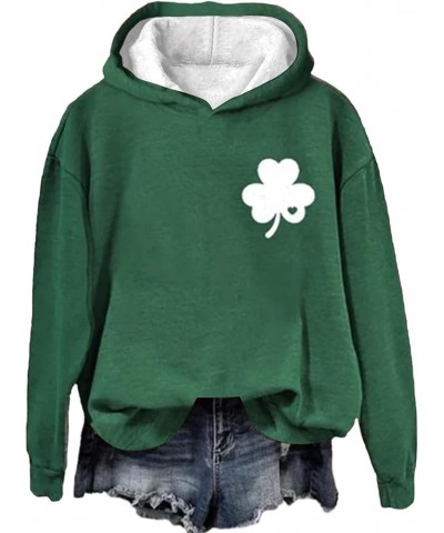 St. Patrick's Day Sweatshirt for Women Long Sleeve American Flag Hoodie Irish Clover Shamrock Shirt Pullover Tops Armygreen 1...