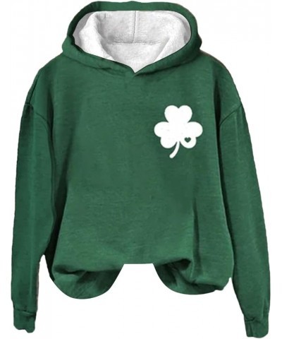 St. Patrick's Day Sweatshirt for Women Long Sleeve American Flag Hoodie Irish Clover Shamrock Shirt Pullover Tops Armygreen 1...