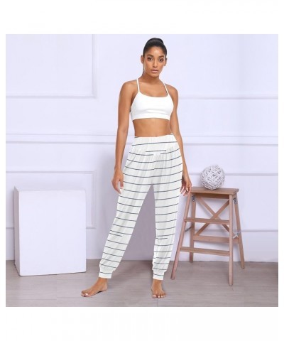 Rainbow Striped Harem Pants Women High Waist Yoga Pants Flowy Jogger Sweatpants Women Color05 $10.34 Activewear