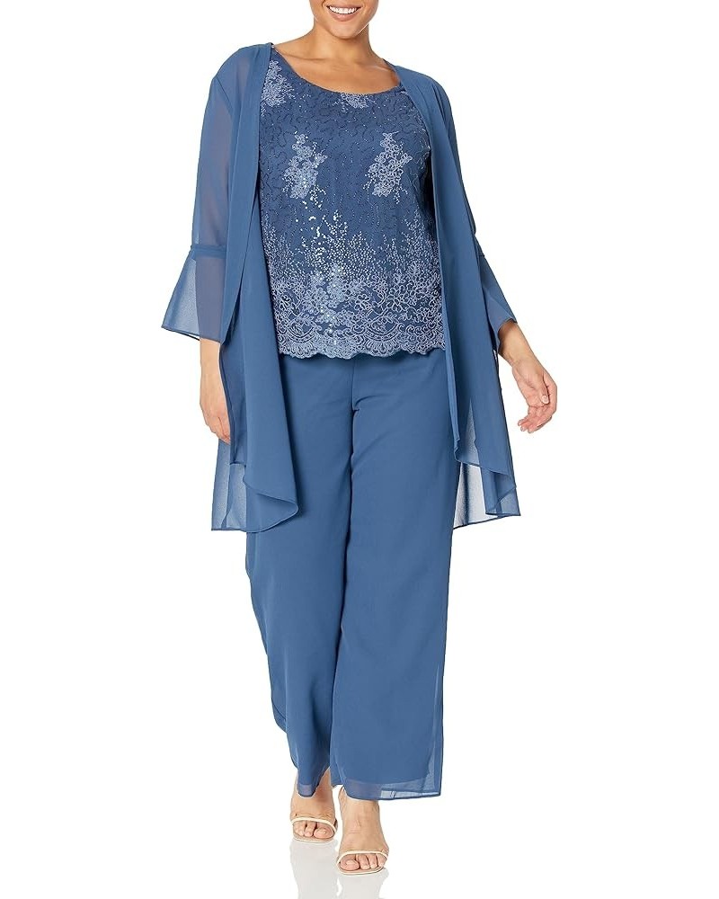 Women's Missy Size Embellished Shell and Jacket with Matching Pant Blue Tone $26.71 Others