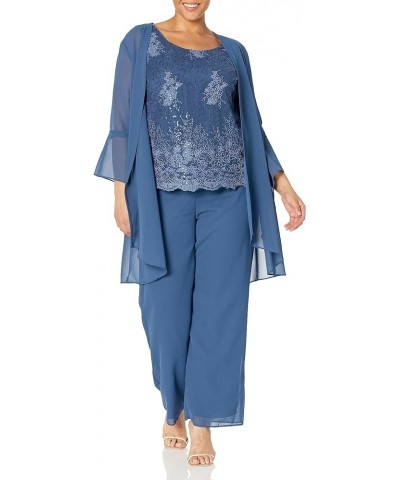 Women's Missy Size Embellished Shell and Jacket with Matching Pant Blue Tone $26.71 Others