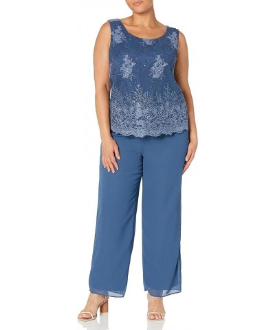 Women's Missy Size Embellished Shell and Jacket with Matching Pant Blue Tone $26.71 Others