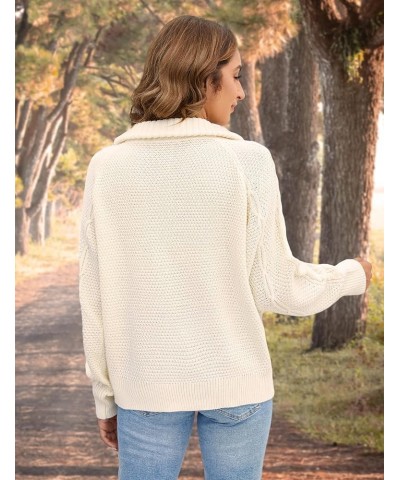 Womens Quarter Zip Pullover Sweaters Trendy Cable Knit Chunky Collared Fall Sweater 2023 Ladies Winter Tops Beige $21.65 Swea...