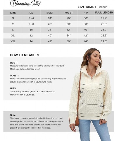 Womens Quarter Zip Pullover Sweaters Trendy Cable Knit Chunky Collared Fall Sweater 2023 Ladies Winter Tops Beige $21.65 Swea...