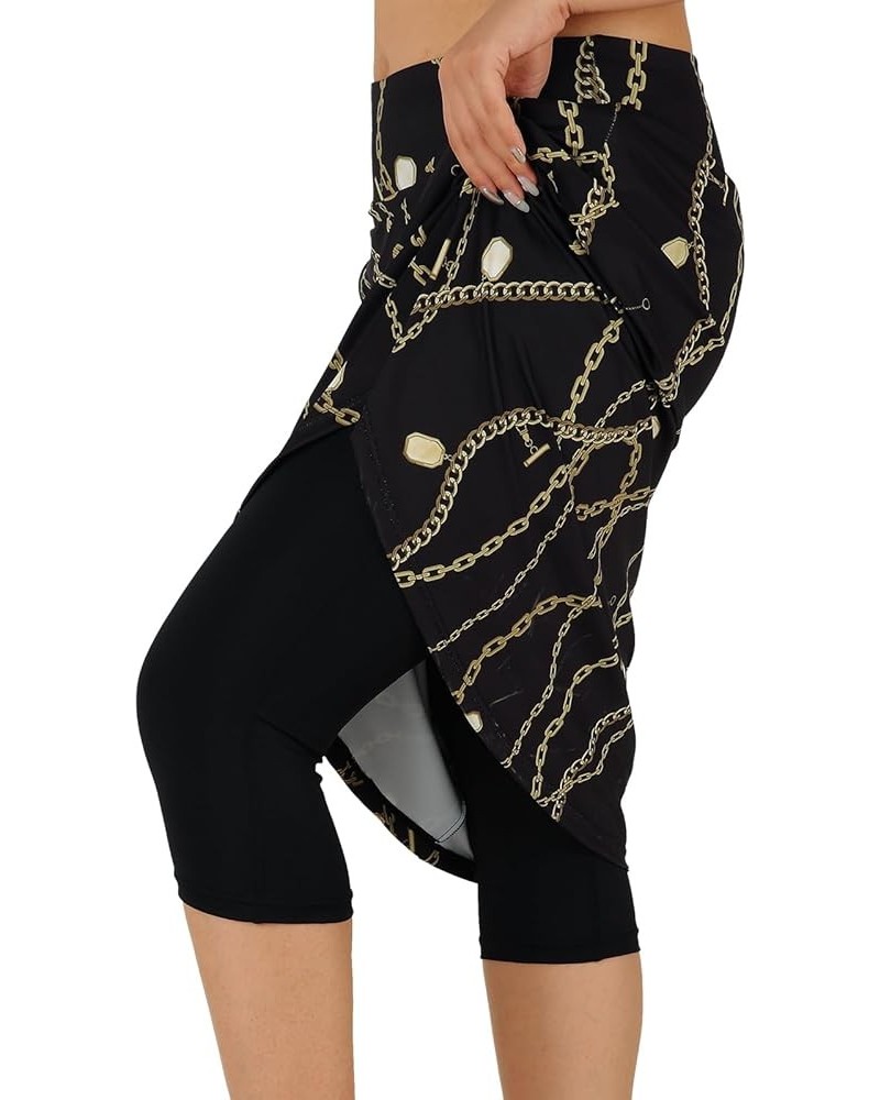 Womens Skorts Modest Knee Length Skirts Athletic Midi Active Running Skirt Black Gold Gold $17.22 Skirts