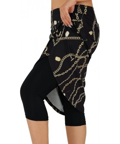 Womens Skorts Modest Knee Length Skirts Athletic Midi Active Running Skirt Black Gold Gold $17.22 Skirts