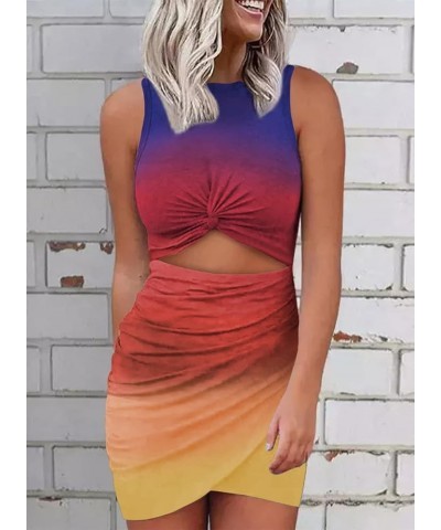 Women's 2024 Summer Sleeveless Tank Dresses Cut Out Twist Bodycon Wrap Party Evening Mini Dress Multicolor02 $19.94 Dresses