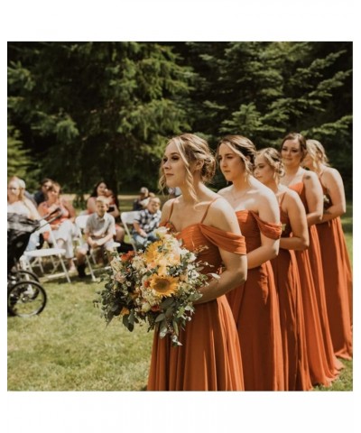 Off The Shoulder Chiffon Bridesmaid Dresses Long Spaghetti Straps A Line Formal Party Dress Coral $35.28 Dresses