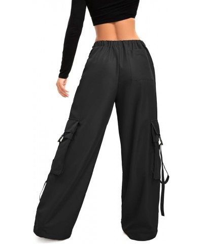 Baggy Cargo Joggers Pants Dressy Casual Silky Elastic Mid Waist Women Trousers Black $17.64 Pants