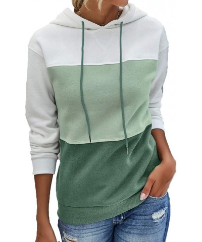 Women Zip up Hoodie Color Block Cowl Neck Drawstring Hooded Sweatshirt Pullover Sweater with Pockets Green-8074 $10.79 Hoodie...