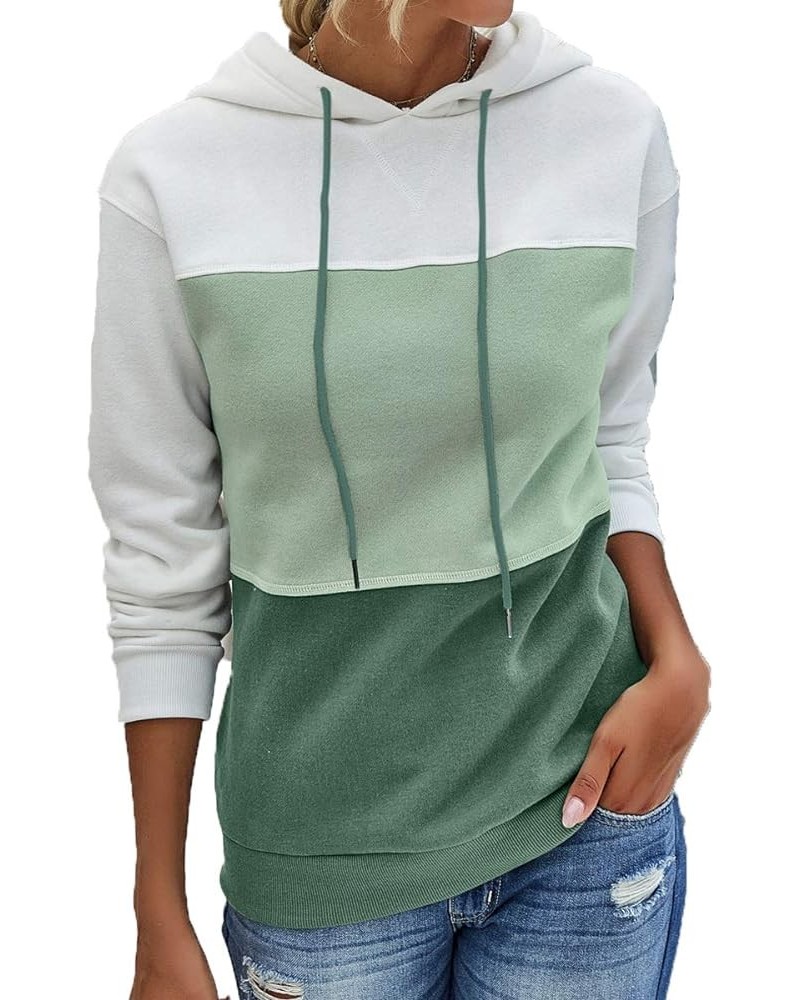 Women Zip up Hoodie Color Block Cowl Neck Drawstring Hooded Sweatshirt Pullover Sweater with Pockets Green-8074 $10.79 Hoodie...