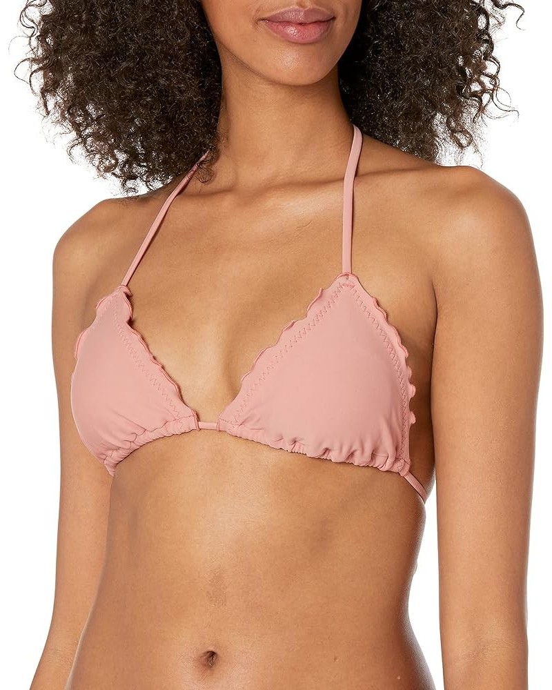 Women's Standard Solids Cosita Buena Wavey Triangle Bikini Top Swimwear Rosa $26.87 Swimsuits