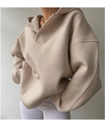 Hoodies for Women Oversized Pullover Sweatshirt Casual Button Down Shirt V Neck Dolman Sleeve Jumper Tops Apricot $10.56 Hood...