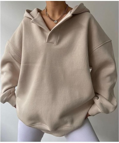 Hoodies for Women Oversized Pullover Sweatshirt Casual Button Down Shirt V Neck Dolman Sleeve Jumper Tops Apricot $10.56 Hood...