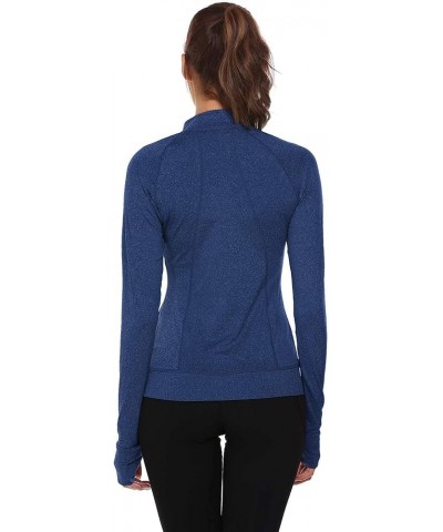 Women's Slim Fit Yoga Workout Jacket Full Zip Thumb Hole Pockets Track Outerwear S-XXL A-navy Blue $14.28 Jackets