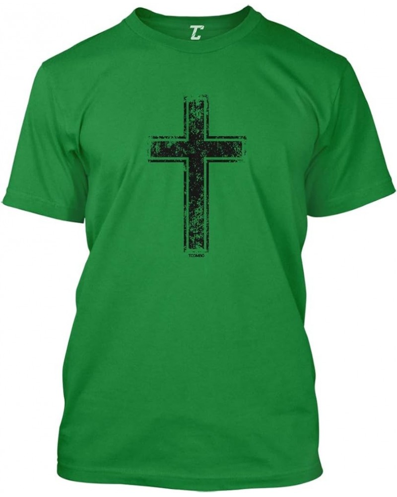 Distressed Cross - Religious Christian Christ Men's T-Shirt Kelly - Black Cross $12.62 T-Shirts