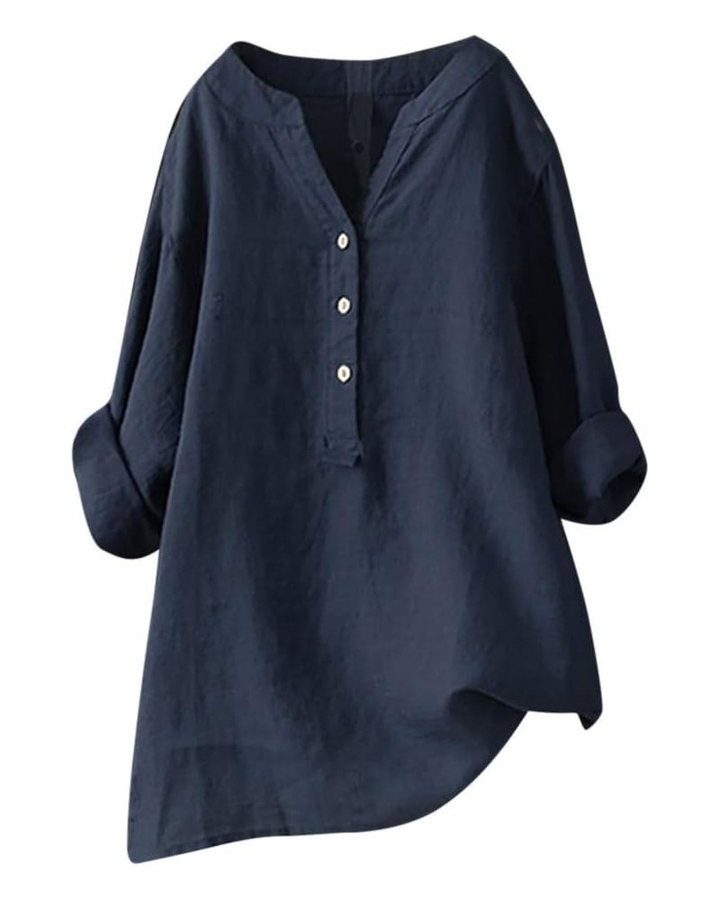 Tops for Women Casual Elegant,Women's Casual Long Sleeve Crewneck Loose Tops Blouses Shirt Ladies Tops and Blouses Navy 2 $6....