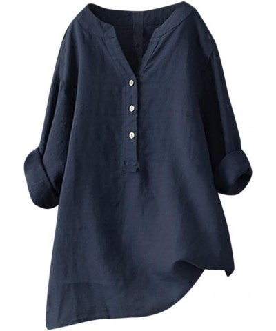 Tops for Women Casual Elegant,Women's Casual Long Sleeve Crewneck Loose Tops Blouses Shirt Ladies Tops and Blouses Navy 2 $6....