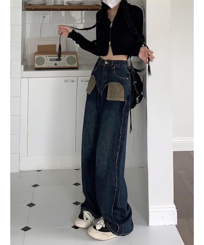 High Waist Baggy Jeans for Women Straight Wide Leg Y2K Streetwear Loose Boyfriend Wide Leg Pants Girls Y2K Jenas C dark Blue ...