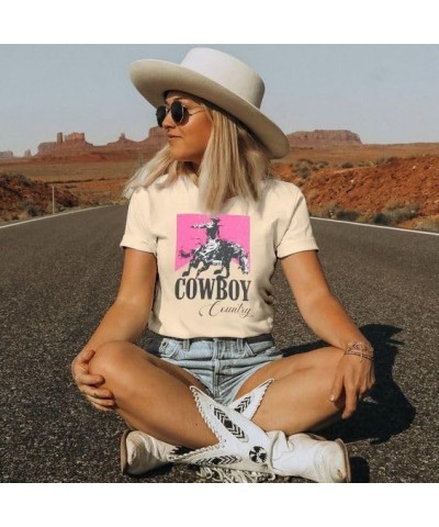 Cowgirl Shirt Women Oversized Western Country Music Shirts Rodeo Graphic Tees Tops Casual Vacation Crew Neck Pullover Apricot...