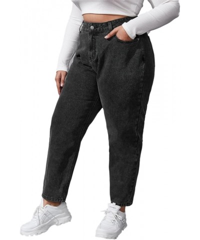 Plus Size Tapered Jeans for Women Thin Petite Full Length Mom High Waist Stretchy Loose Harem Pants Black $20.25 Jeans