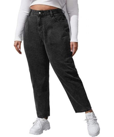 Plus Size Tapered Jeans for Women Thin Petite Full Length Mom High Waist Stretchy Loose Harem Pants Black $20.25 Jeans